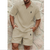 Men's Sport Waffle Zipper Shirt And Shorts Set