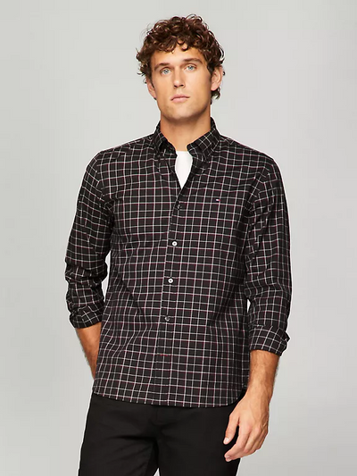 Tommy Hilfiger Linen Plaid Long Sleeve Shirt