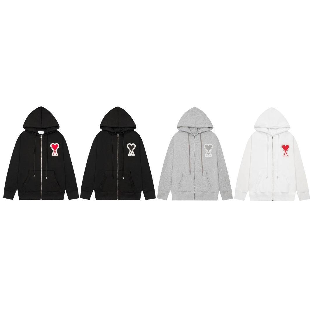 AM* cotton zip-up hoodie