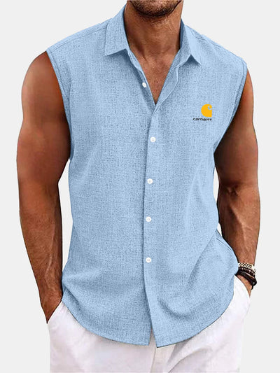 Men's Button Down Sleeveless Holiday Shirt