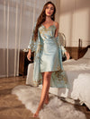 Long Halter Nightgown Printed Loungewear Set