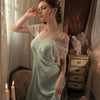 Halter Satin High-end Lace Long Nightgown