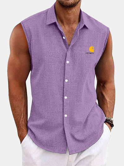 Men's Button Down Sleeveless Holiday Shirt