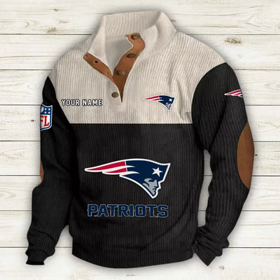 Men's New England Patriots Vintage Stand Collar Sweatshirt